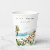 Puerto Vallarta Mexico Watercolor Scape Wedding Pappbecher (Rückseite)