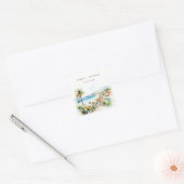Puerto Vallarta Mexico Watercolor scape Wedding Quadratischer Aufkleber (Umschlag)