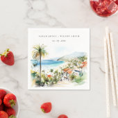 Puerto Vallarta Mexico Watercolor scape Wedding Serviette (Beispiel)