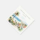 Puerto Vallarta Mexico Watercolor scape Wedding Serviette (Ecke)