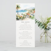 Puerto Vallarta Mexico Watercolor Wedding Menu Einladung (Stehend Vorderseite)