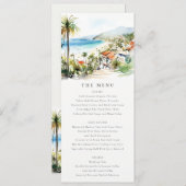 Puerto Vallarta Mexico Watercolor Wedding Menu Einladung (Vorne/Hinten)