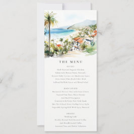 Puerto Vallarta Mexico Watercolor Wedding Menu Einladung