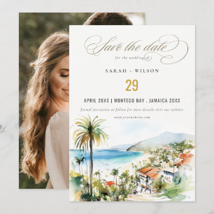 Puerto Vallarta Mexiko Aquarell-Foto-Hochzeit Save The Date