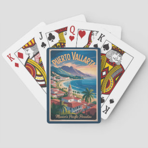 Puerto Vallarta Mexiko Illustration Reise Kunst Spielkarten