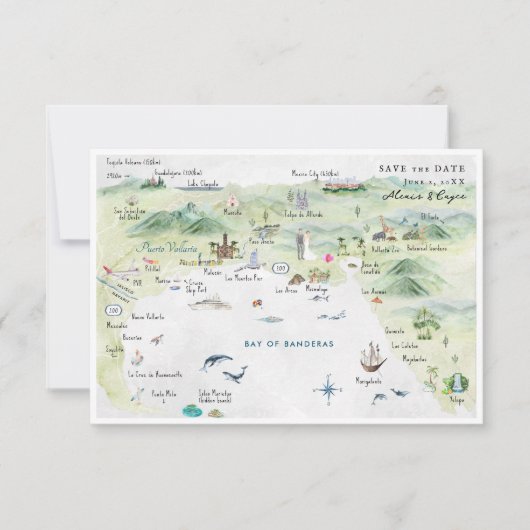 Puerto Vallarta, Mexiko | Karte für Hochzeiten (Vorderseite)