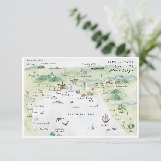Puerto Vallarta, Mexiko | Karte für Hochzeiten (Stehend Vorderseite)