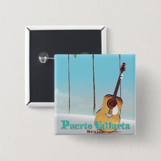 Puerto Vallarta Mexiko Reiseplakat Button (Vorne & Hinten)