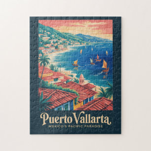 Puerto Vallarta Mexiko Strand Illustration Reise Puzzle