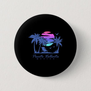 Puerto Vallarta Mexiko Strandurlaub Retro Vintag Button
