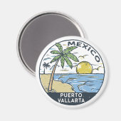 Puerto Vallarta Mexiko Vintag Magnet (Vorderseite/Rückseite)