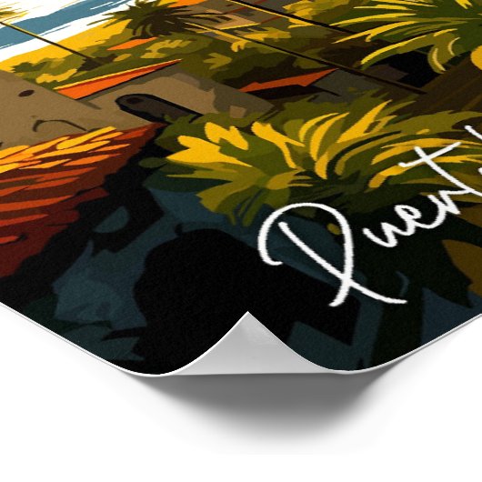 Puerto Vallarta Mexiko Vintage Illustration Poster (Ecke)