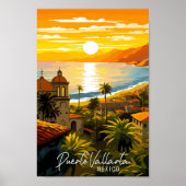 Puerto Vallarta Mexiko Vintage Illustration Poster (Vorne)