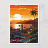 Puerto Vallarta Mexiko Vintage Illustration Postkarte (Vorderseite)