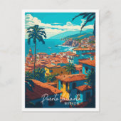 Puerto Vallarta Mexiko Vintage Illustration Postkarte (Vorderseite)