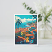 Puerto Vallarta Mexiko Vintage Illustration Postkarte (Stehend Vorderseite)