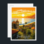 Puerto Vallarta Mexiko Vintage Illustration Postkarte<br><div class="desc">Puerto Vallarta Mexiko Vintage Illustration</div>