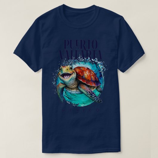 Puerto Vallarta Mexiko Wasserfarbener Happy Sea Tu T-Shirt (Design vorne)