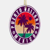Puerto Vallarta Palm Tree Retro 80er Mexican Playa Keramik Ornament (Rechts)