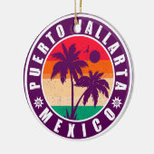 Puerto Vallarta Palm Tree Retro 80er Mexican Playa Keramik Ornament (Links)