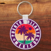 Puerto Vallarta Palm Tree Retro Souvenir 80er Schlüsselanhänger (Rückseite)