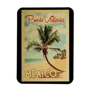 Puerto Vallarta Palme Vintage Reise Magnet