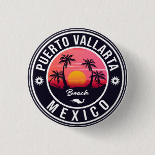 Puerto Vallarta Palme Vintage Reisemitbringsel Button