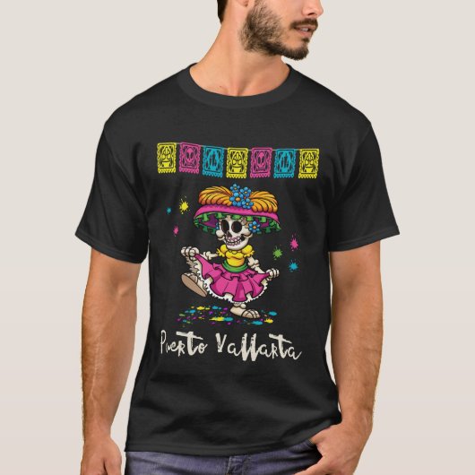 Puerto Vallartamexiko Senorita Skeleton Dancing T-Shirt (Vorderseite)