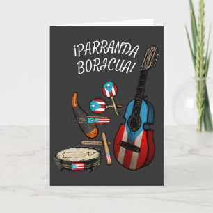 Puertoricanische Flagge Parranda Boricua  Feiertagskarte