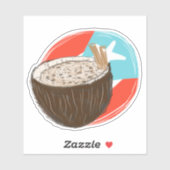 Puertorico Coconut Handgezeichneter Sticker (Blatt)