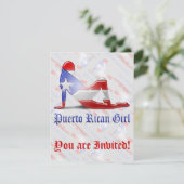 Puertorikanische Mädchen-Silhouette-Flagge Einladung (Stehend Vorderseite)