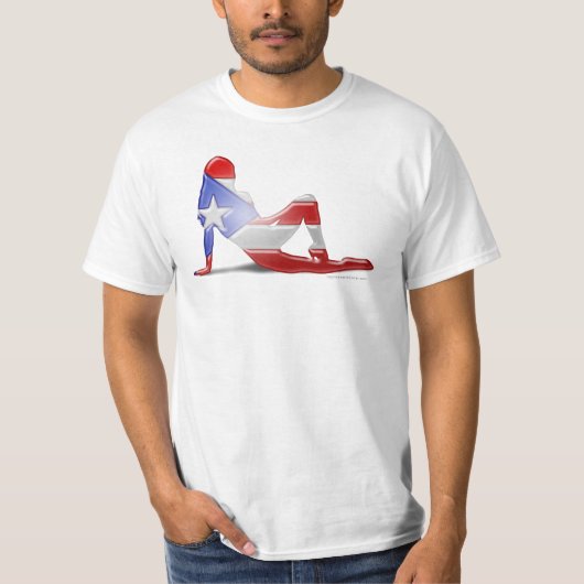 Puertorikanische Mädchen-Silhouette-Flagge T-Shirt (Vorderseite)
