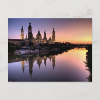 Puesta de sol sobre el Ebro Postkarte