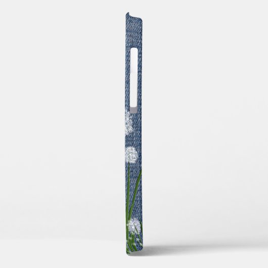 Puff-Blume über Denim Case-Mate iPhone Hülle (Rückseite / Links)