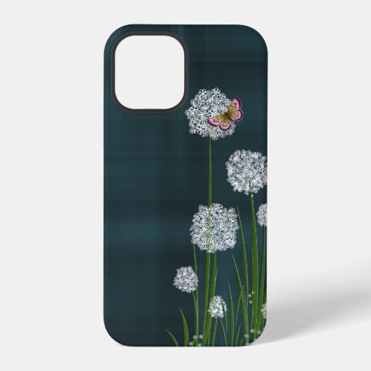 Puff-Blumen auf Karo iPhone Hülle (Rückseite)