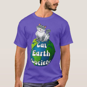 Puff niedliche Katze auf der Erde Kat-Earth-Gesell T-Shirt