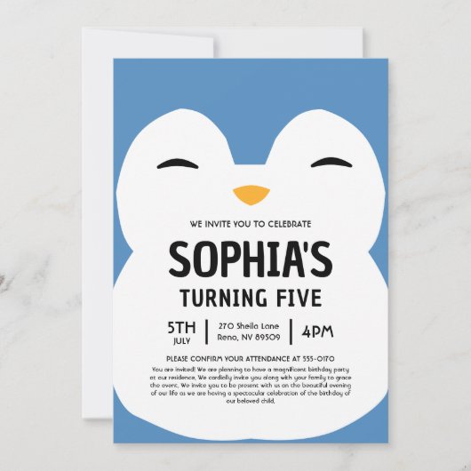 Puff The Penguin Squishmallow Birthday Party Einladung (Vorderseite)