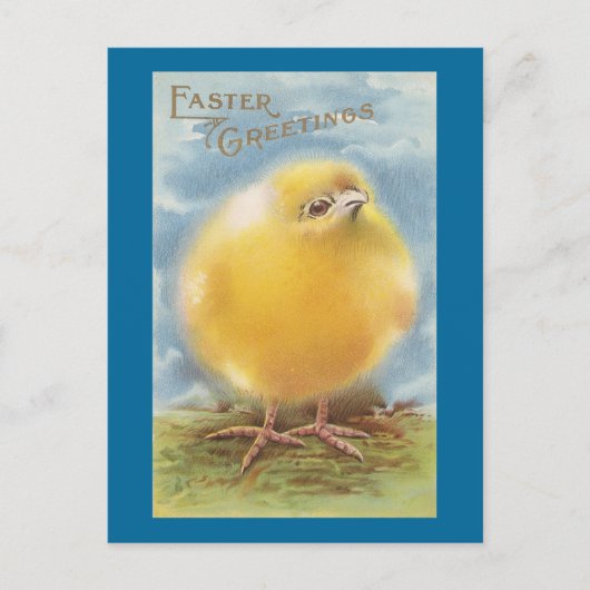 Puffball Chick Vintag Ostern Feiertagspostkarte (Vorderseite)