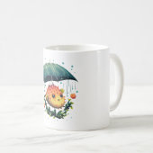 Puffer Fisch Regentag mit Regenschirm Kaffeetasse (VorderseiteRechts)