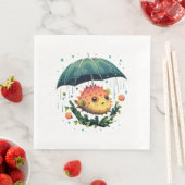 Puffer Fisch Regentag mit Regenschirm Serviette (Beispiel)