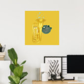 Puffer Fisch spielen Tuba Poster (Heimbüro)