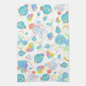 Puffer Fisch und Friends Diskothek Geschirrtuch (Vertikal)