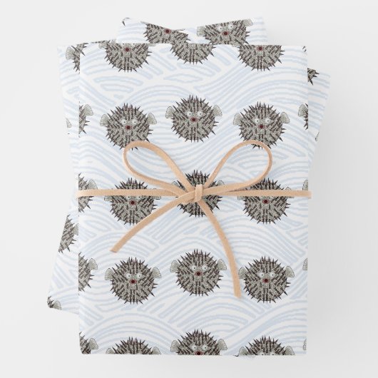 Puffer Fisch Wrapping Paper Flat Sheet Set 3 Geschenkpapier Set (Beispiel)