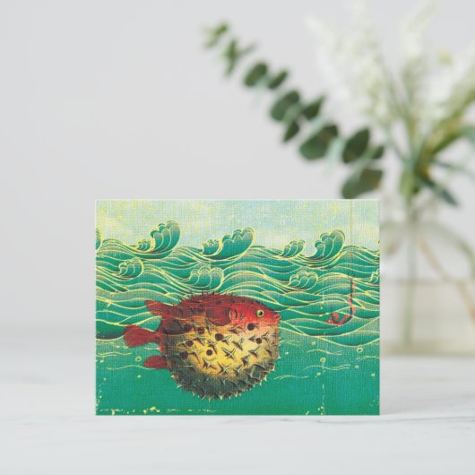 Puffer Fish Postkarte (Stehend Vorderseite)