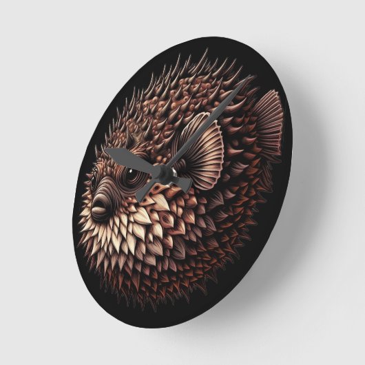 Puffer Fish Runde Wanduhr (Winkel)