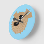 Puffer Fish Runde Wanduhr (Winkel)