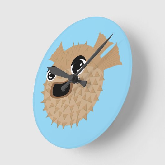 Puffer Fish Runde Wanduhr (Winkel)