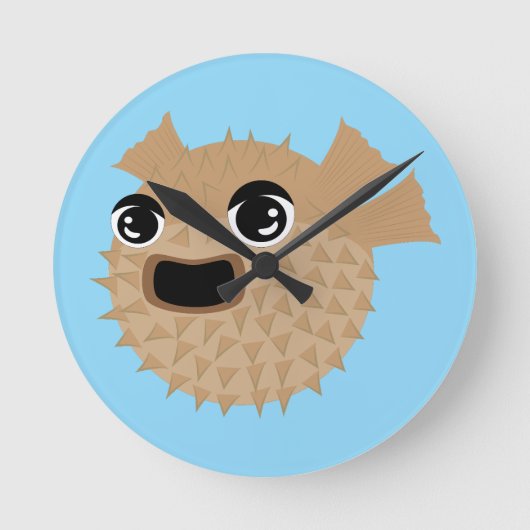 Puffer Fish Runde Wanduhr (Vorderseite)