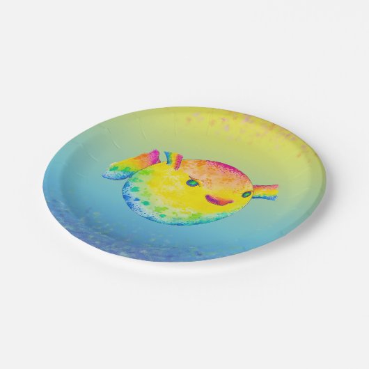 Pufferfische Pappteller (Schrägansicht)