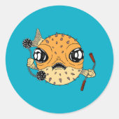 Pufferfish Runder Aufkleber (Vorderseite)